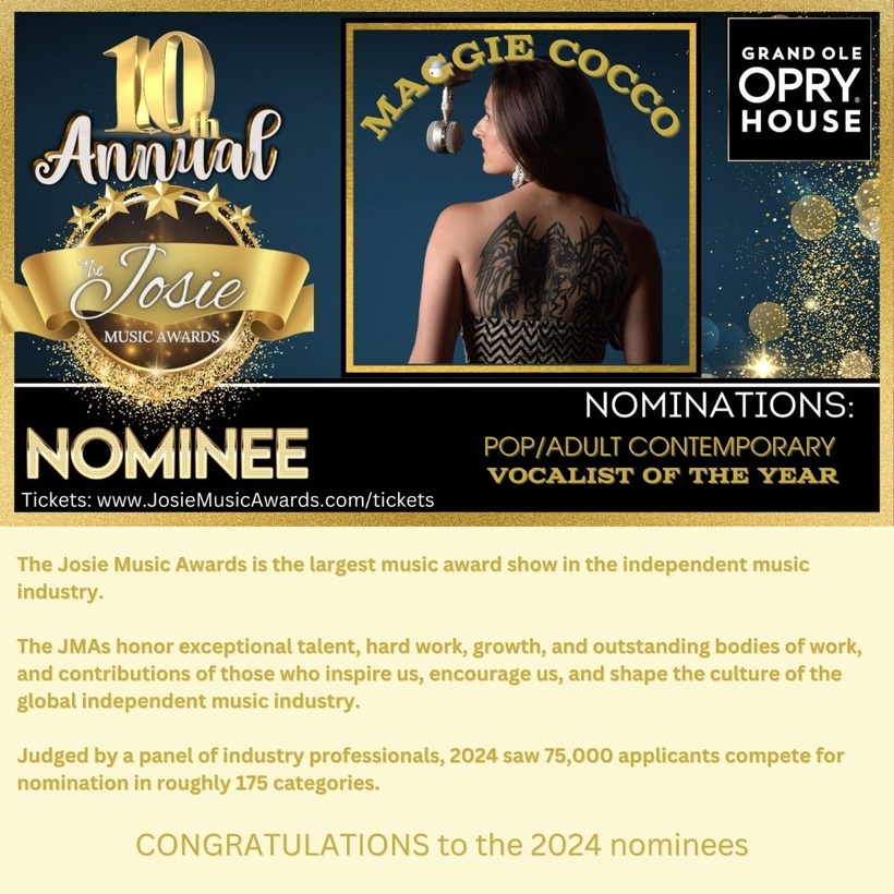 Josie Music Award Nomination: Pop/Adult Contemporary Vocalist of the Year